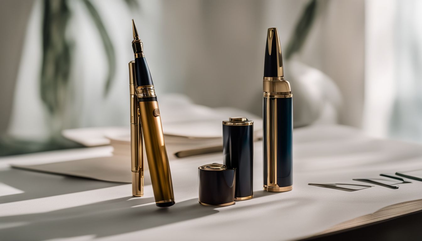 A still life photo showcasing a collection of Kanwrite Desire Fountain Pens.