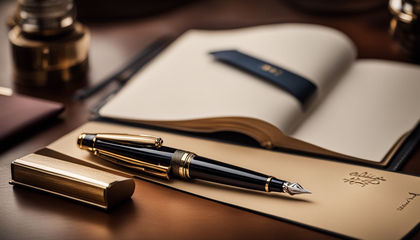 A close-up of the Dux 240 Fountain Pen on a luxurious desk.