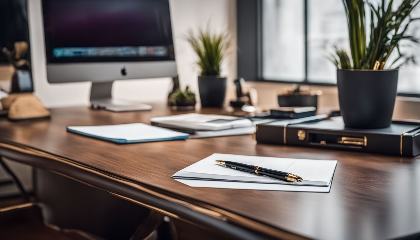 A luxurious Otto Hutt writing pen surrounded by modern office decor.