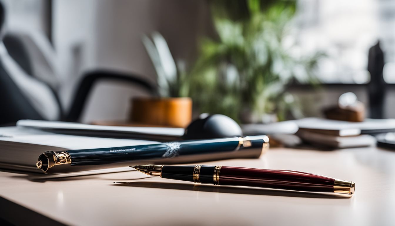 A sleek Otto Hutt fountain pen on a modern desk.