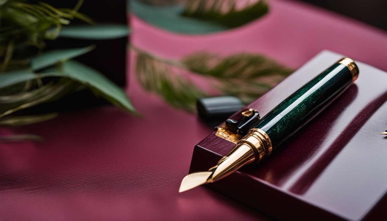 A beautifully crafted Danitrio fountain pen on a Japanese lacquer desk.