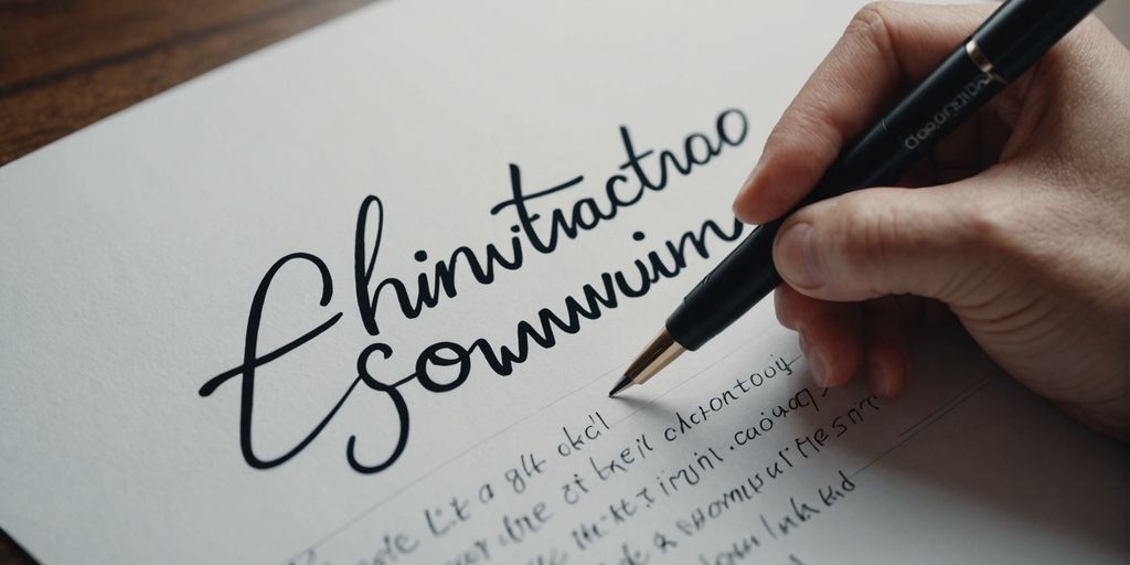 Person practicing calligraphy using a regular pen